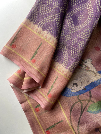 Paithani Kota Bandhej Saree with Stitched Blouse