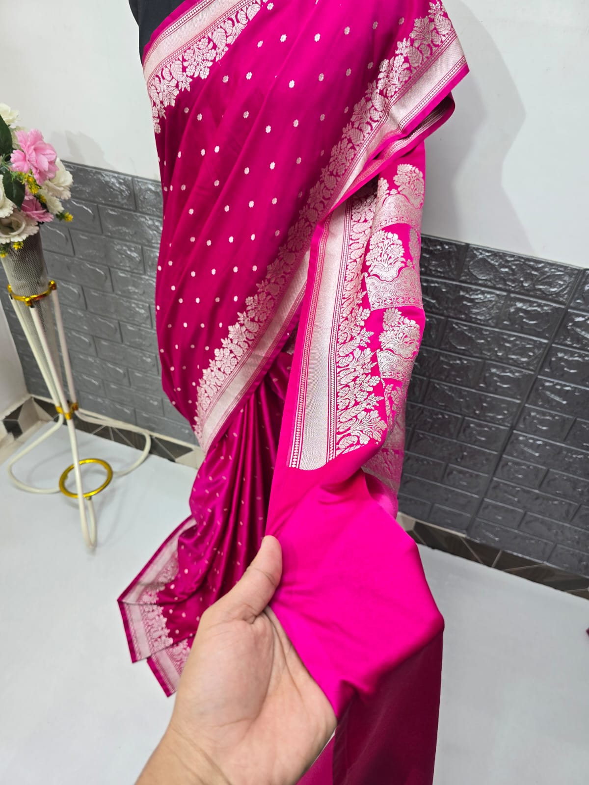 Pattu tradition Mashru Katan royal pink saree