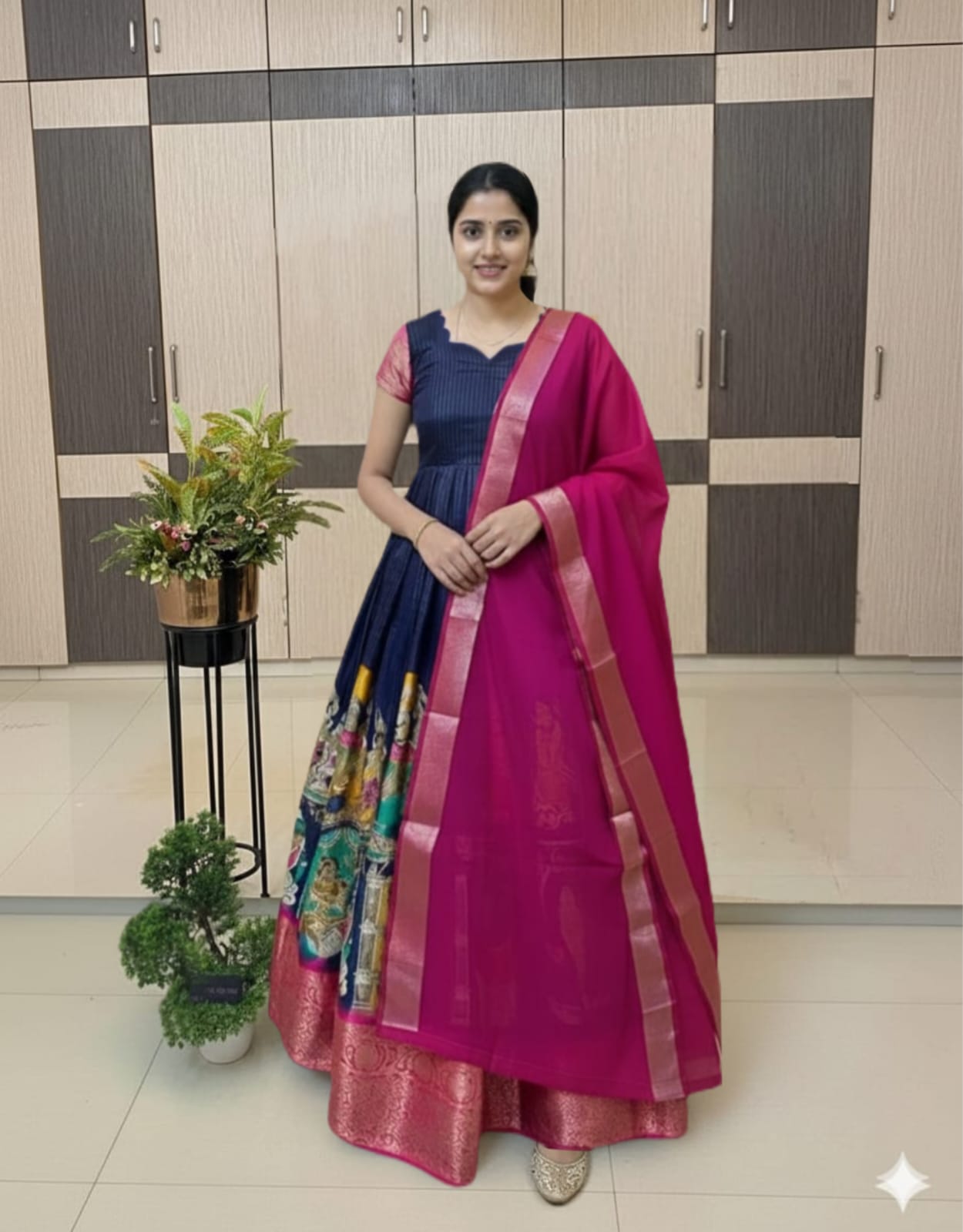 Classic Kalamkari Dola silk Gowns Insta