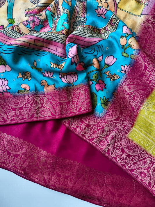Pure Crape Georgette Bandhini fusion luxe semi pattu type look saree