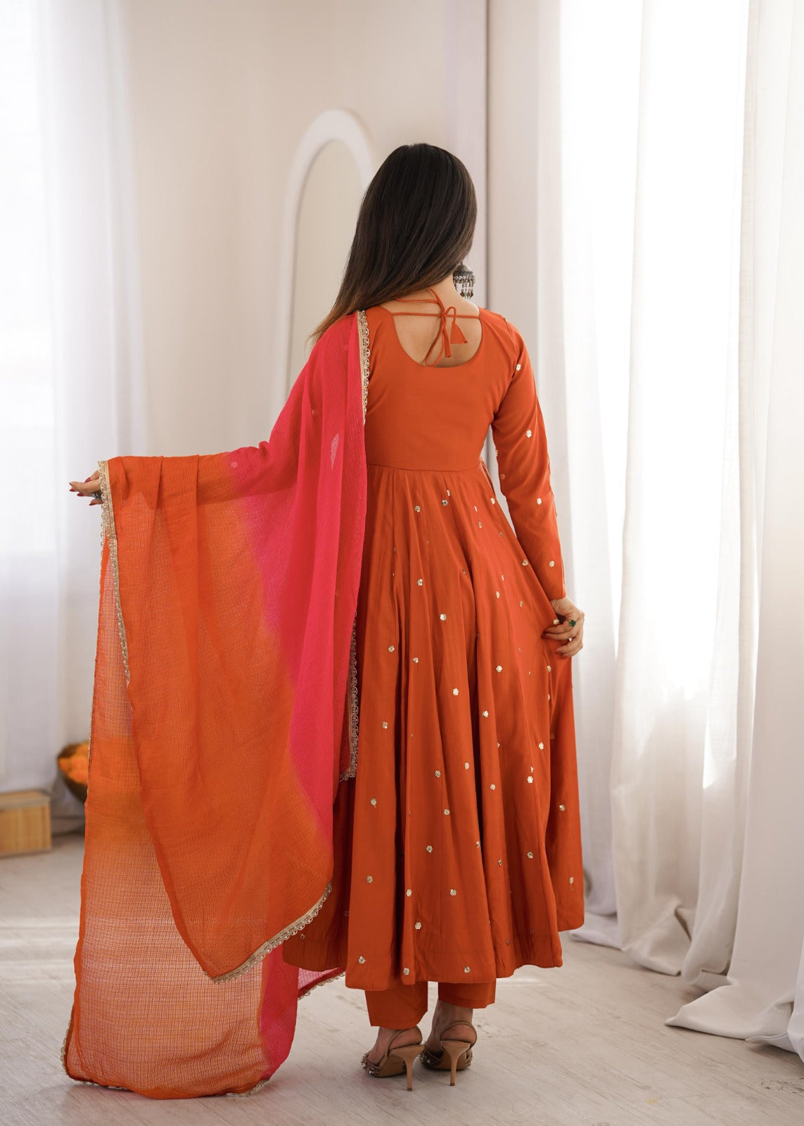 Anarkali 3 piece embroidered office set