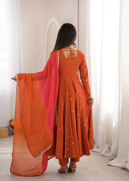 Anarkali 3 piece embroidered office set