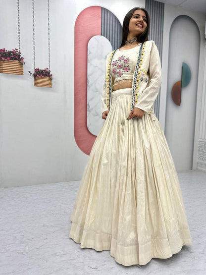 Designed Fully stitched Blouse and 2 in one lehenga crop set