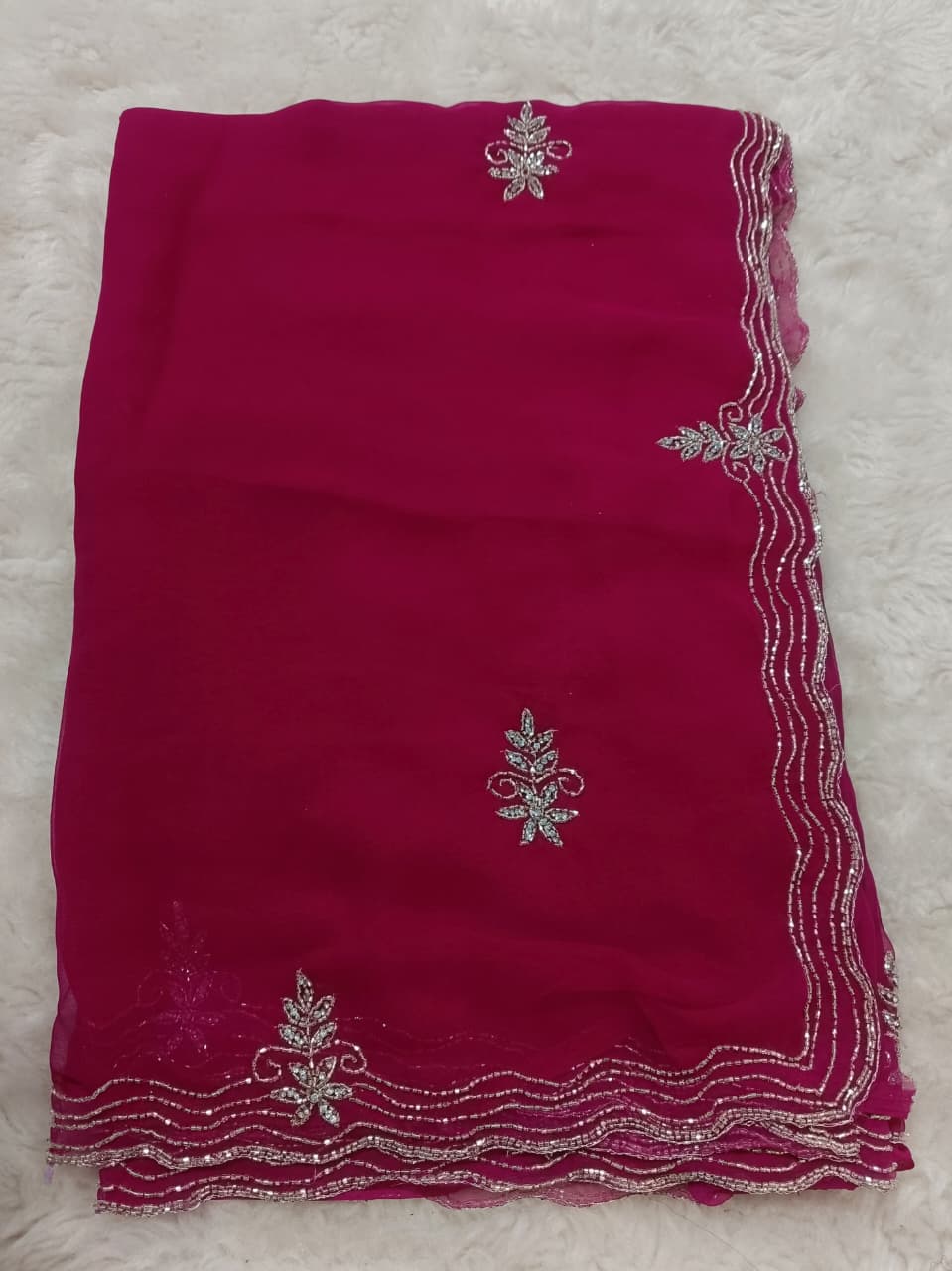 Georgette fancy kardhana trending work sarees