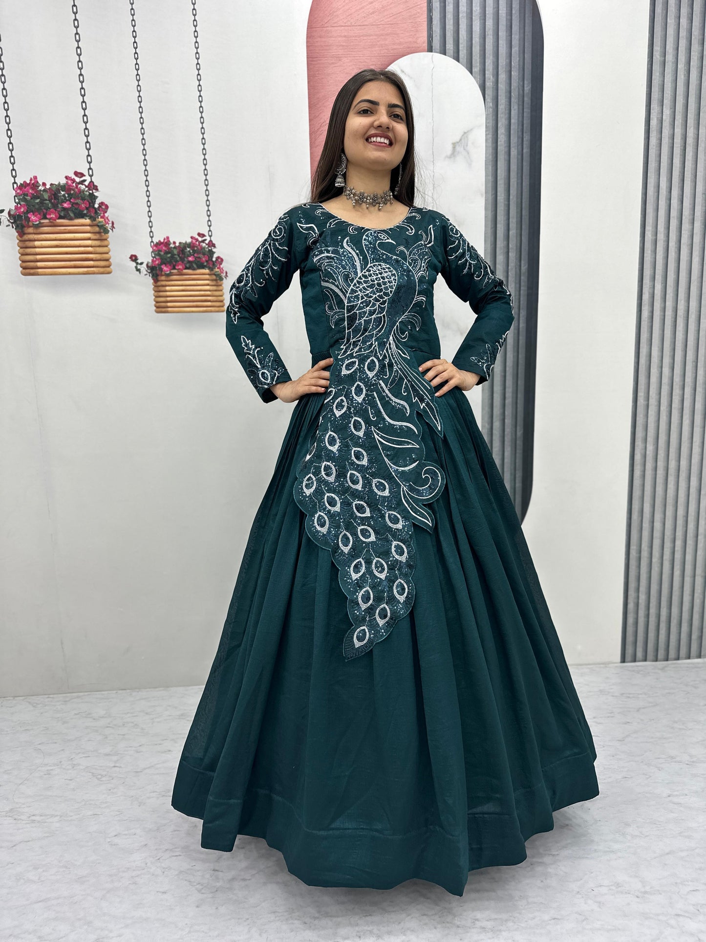 Big boss tanuja peacock long gown