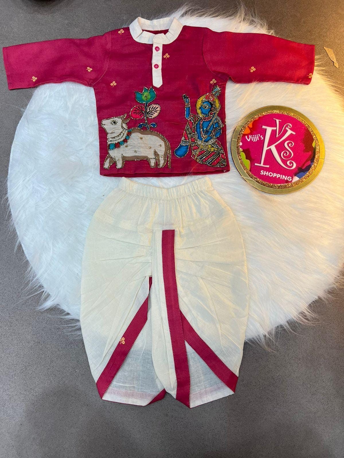 Kalamkari kids boy dhoti and kurta sets for festival