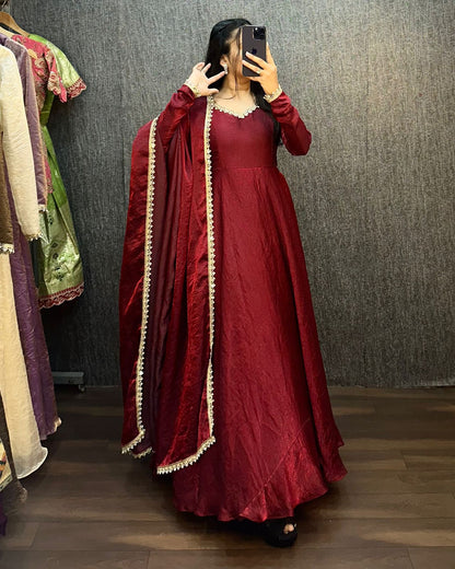 Fendy silk crush mirror lace gowns