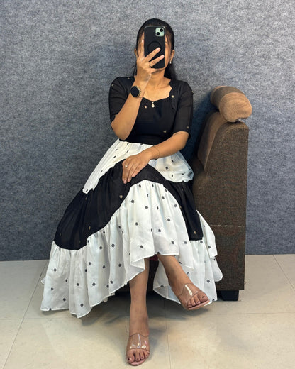 Café multi colour designer vichitra silk gown