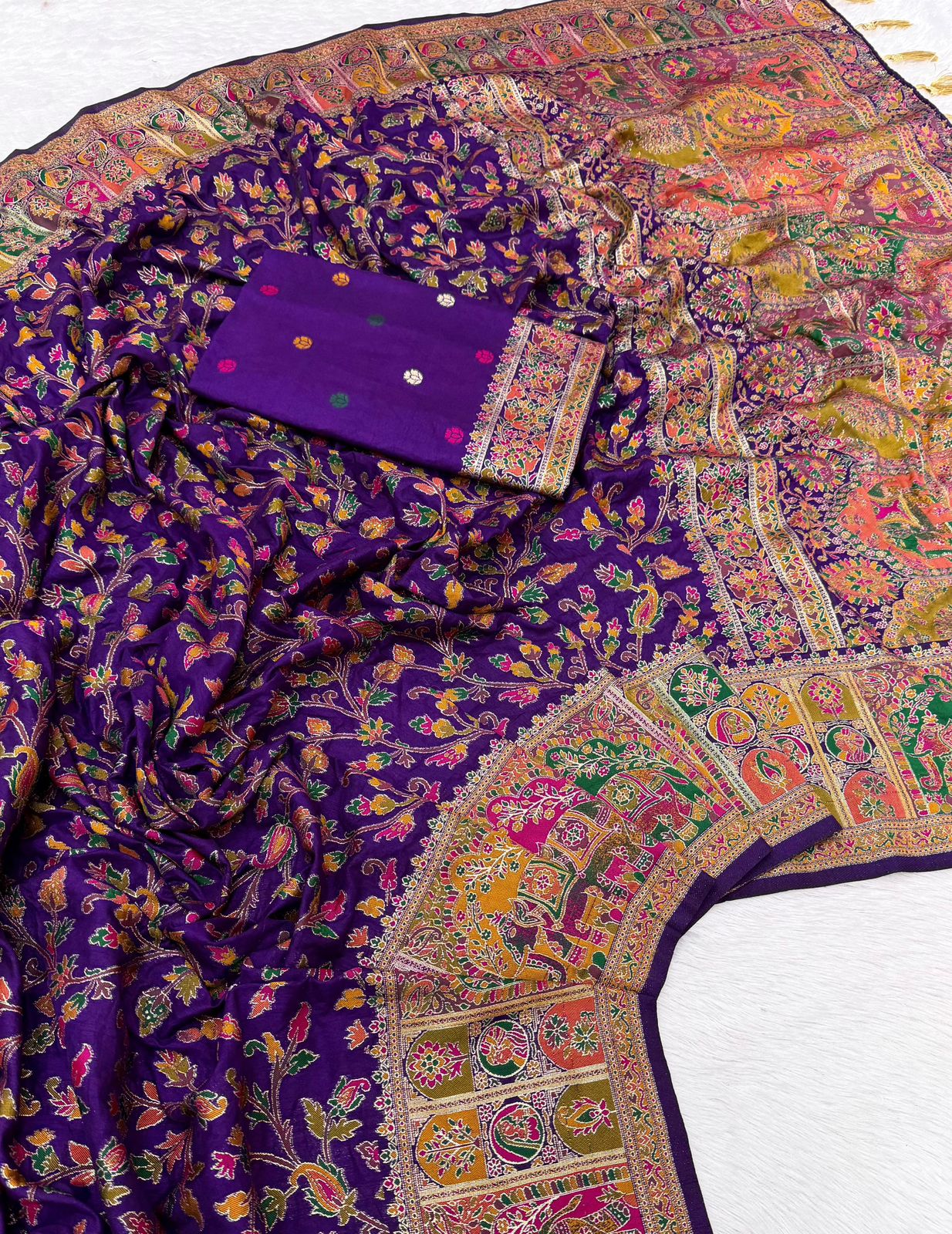 Vintage rajwadi pashmina silk saree