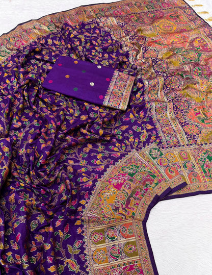 Vintage rajwadi pashmina silk saree