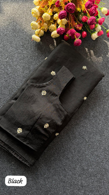 Premium crush carry free beads embroidery budget saree