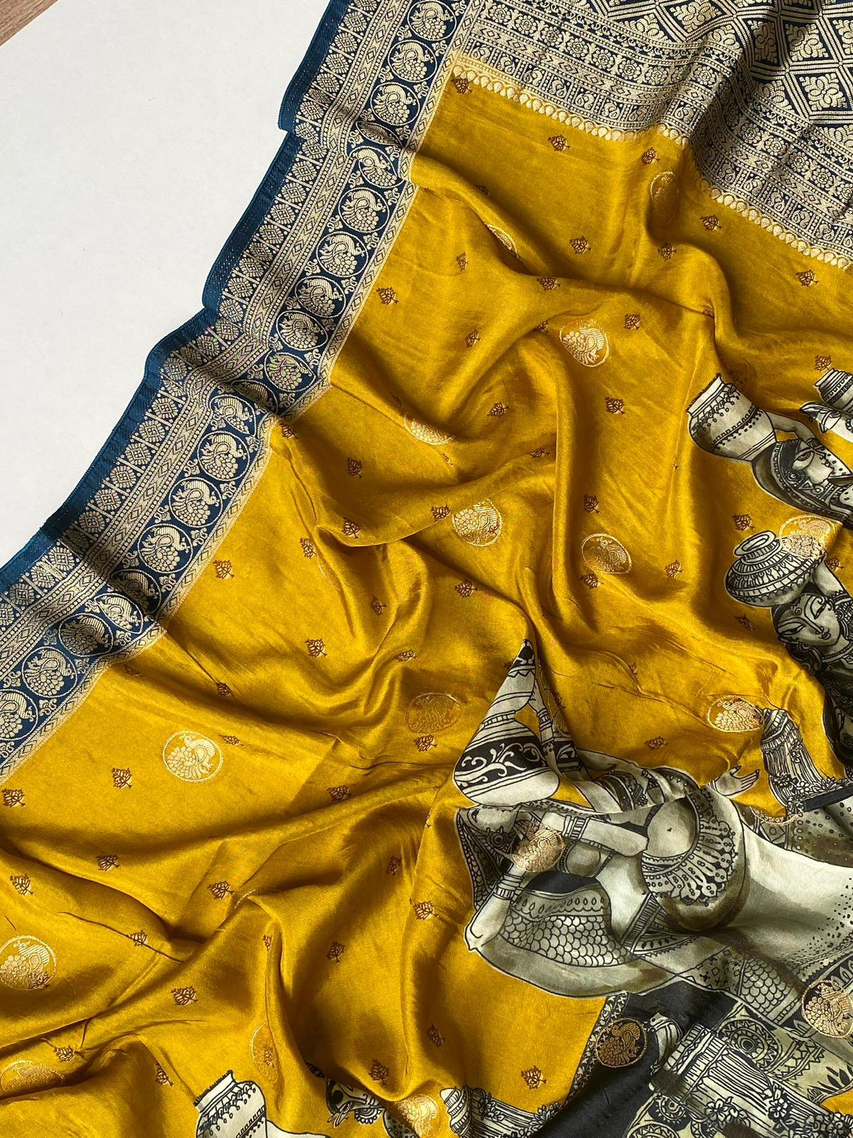 Kalmkari Bandhini fusion  luxe georgette saree