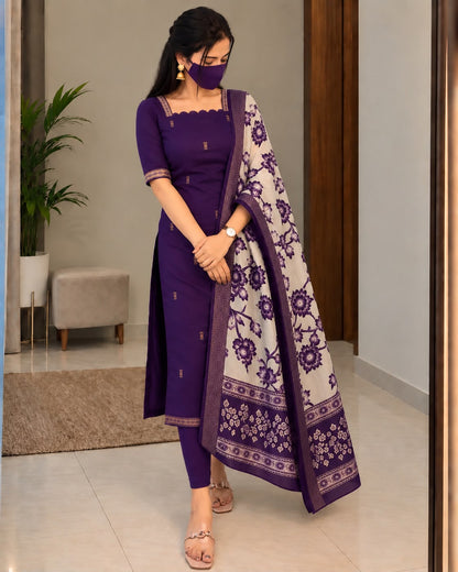 Mangalagiri Butta Silk cotton Top with Chennuri Silk Kalamkari Dupatta kurti sets