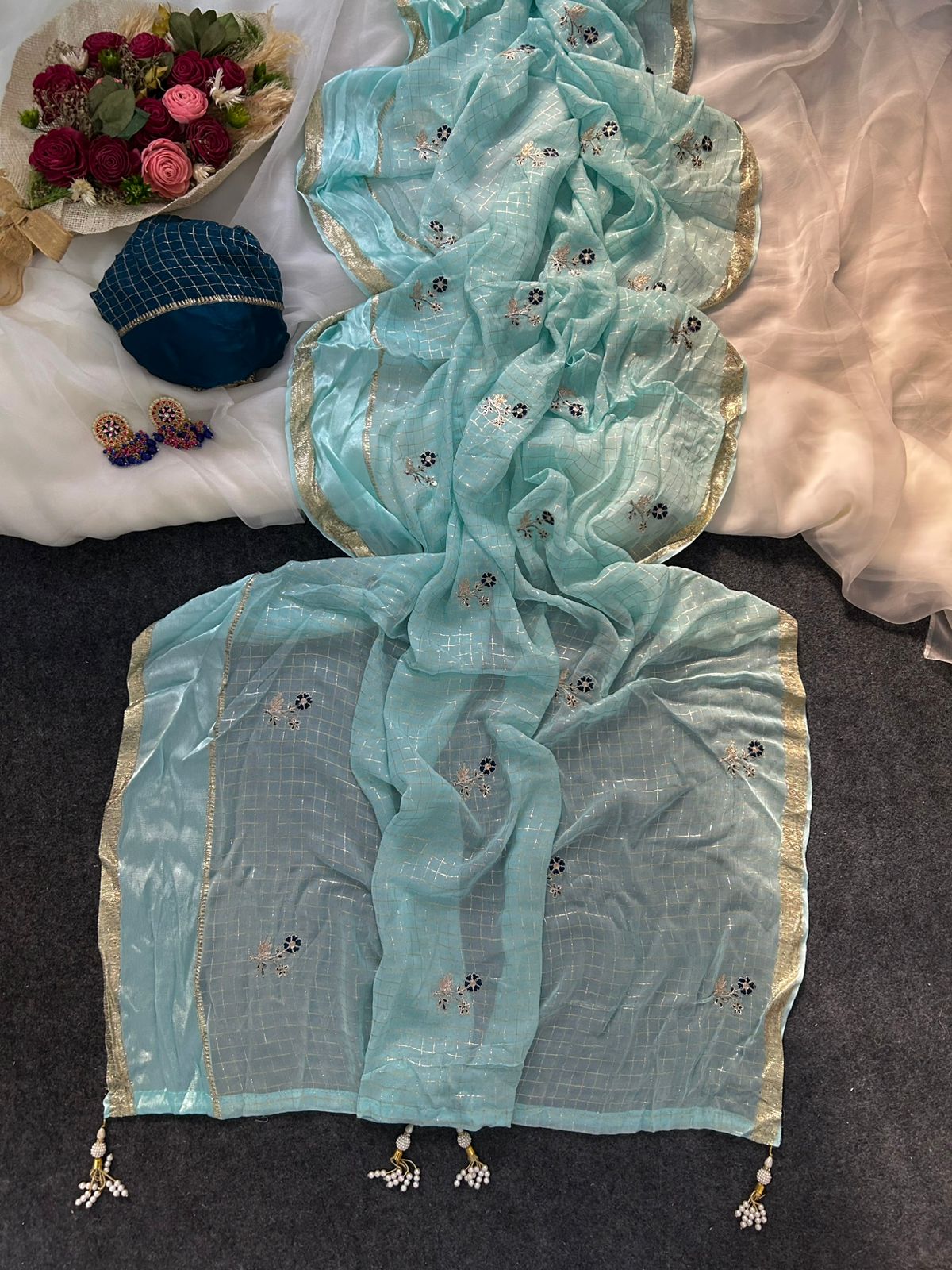 Pure viscose zari saree trendy with embroidery work