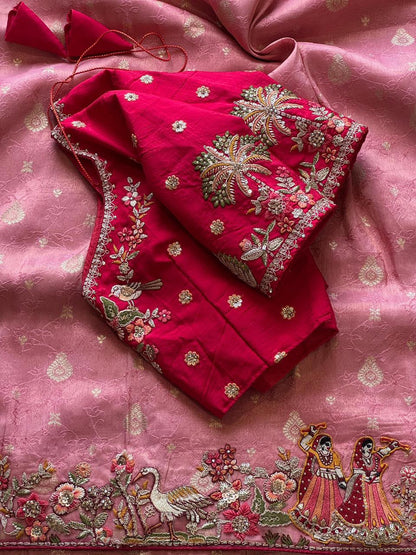 Luxe Dola Silk coding  work Multi
Saree with stitched blouse