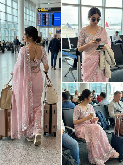1 min luxe saree with stitched blouse
