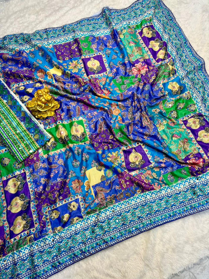Trendy soft Chinnon mirror sarees