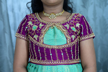 Kids festival pure maggam semi Kanchipuram set