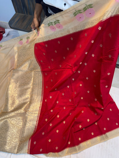 Banarasi  dyebl pure viscose silk fabric saree