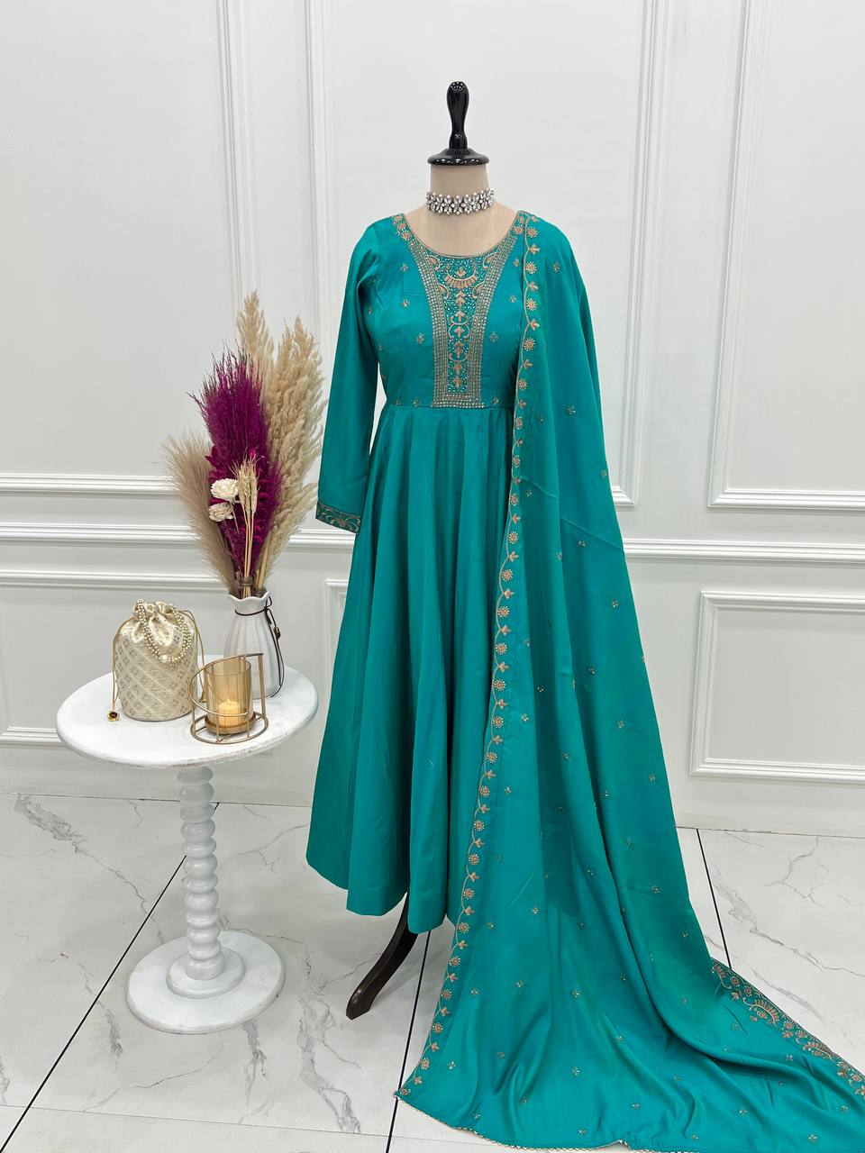 Wedding special Anarkali  Chanderi silk