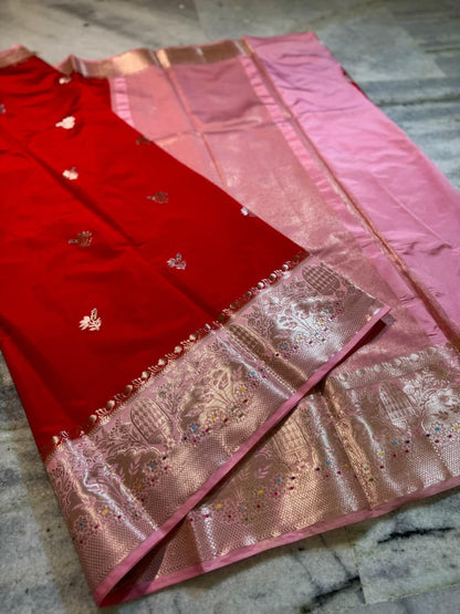Banarasi katan top colours soft fab sarees