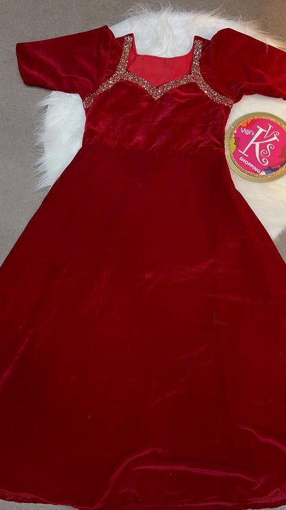 Velvet handwork cafe gowns