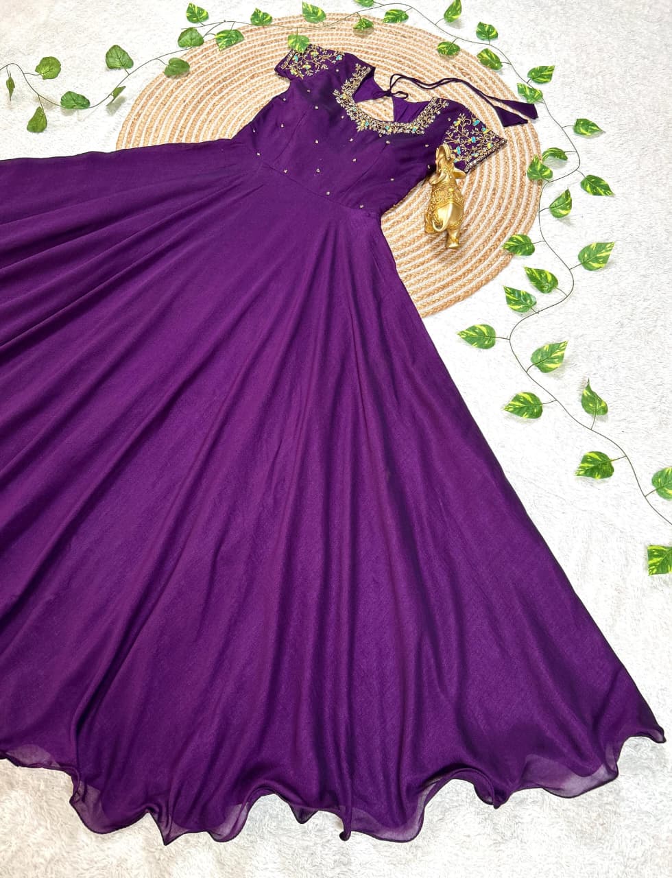 Machine Maggam work gowns with dupatta