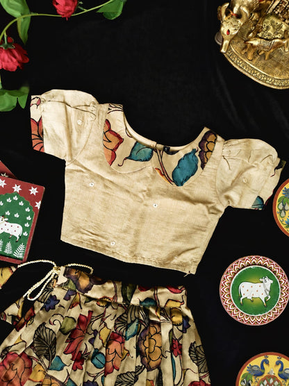Indo western style kids cute Kalamkari sets