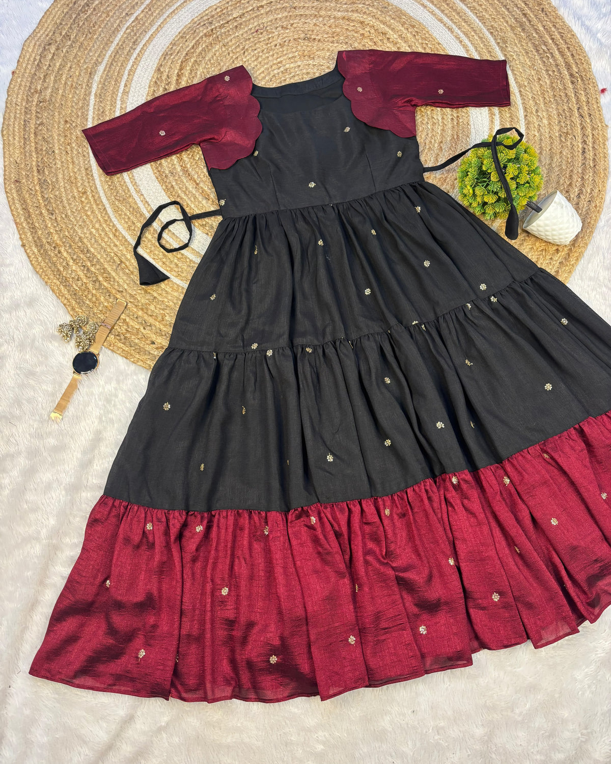 Café multi colour designer vichitra silk gown