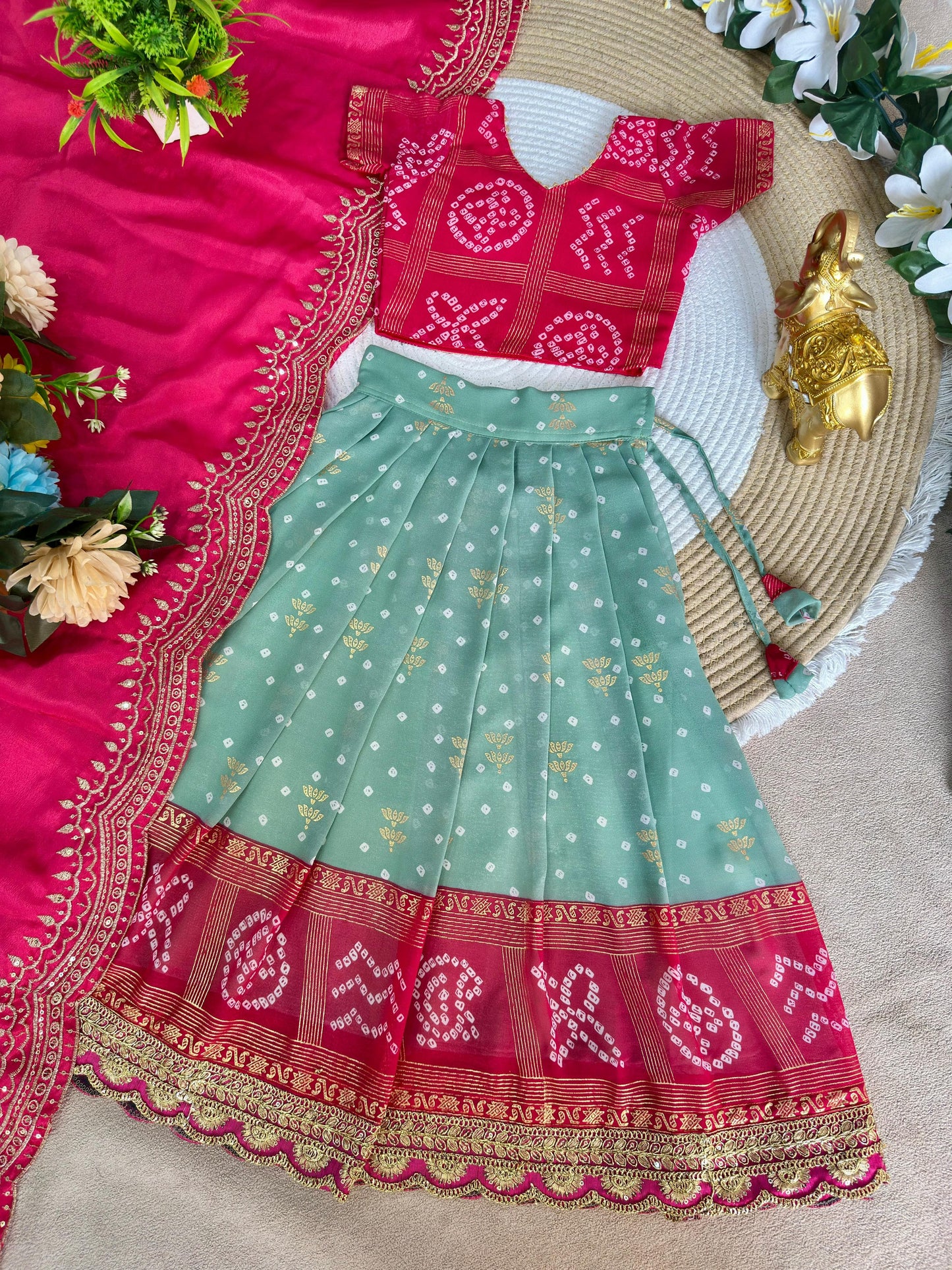 Ugadi special kids gown with coat /lehenga choli