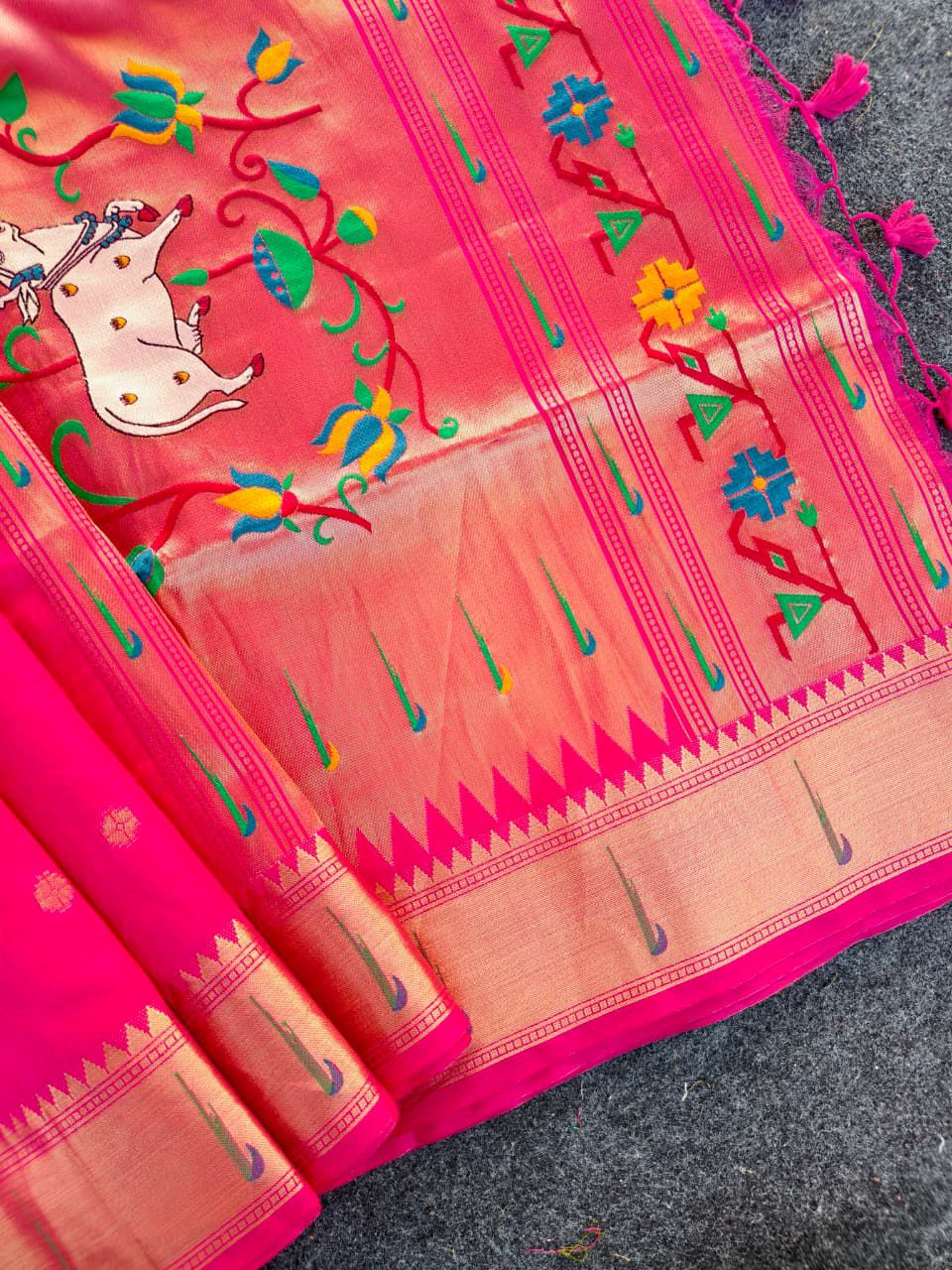 Budget Tussar Paithani weaving sarees