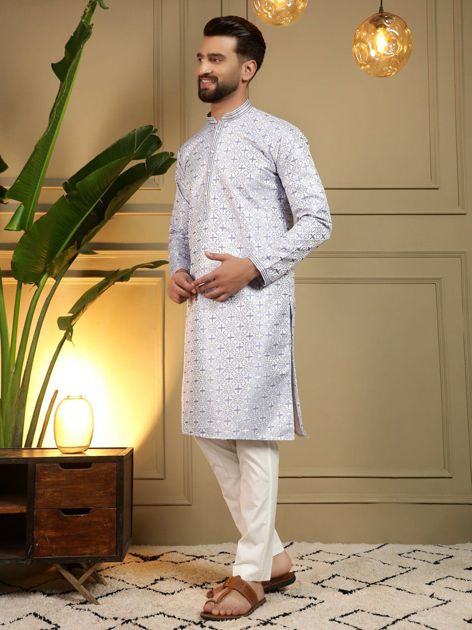 Semi Party wear gents kurta with paijama sets
