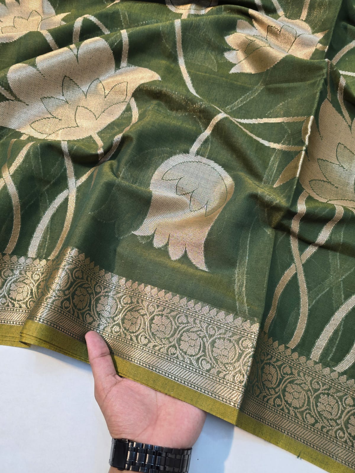 Banarasi mul cotton silk jaal pattern sarees