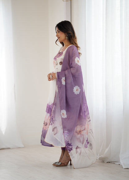 Floral printed Organza Anarkali Suit set