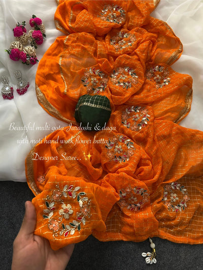 Our Kusum Trendy viscose gota jardoshi  work saree