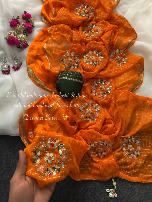 Our Kusum Trendy viscose gota jardoshi  work saree