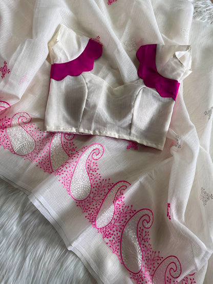 Trending Kota Doriya saree with stitched Blouse