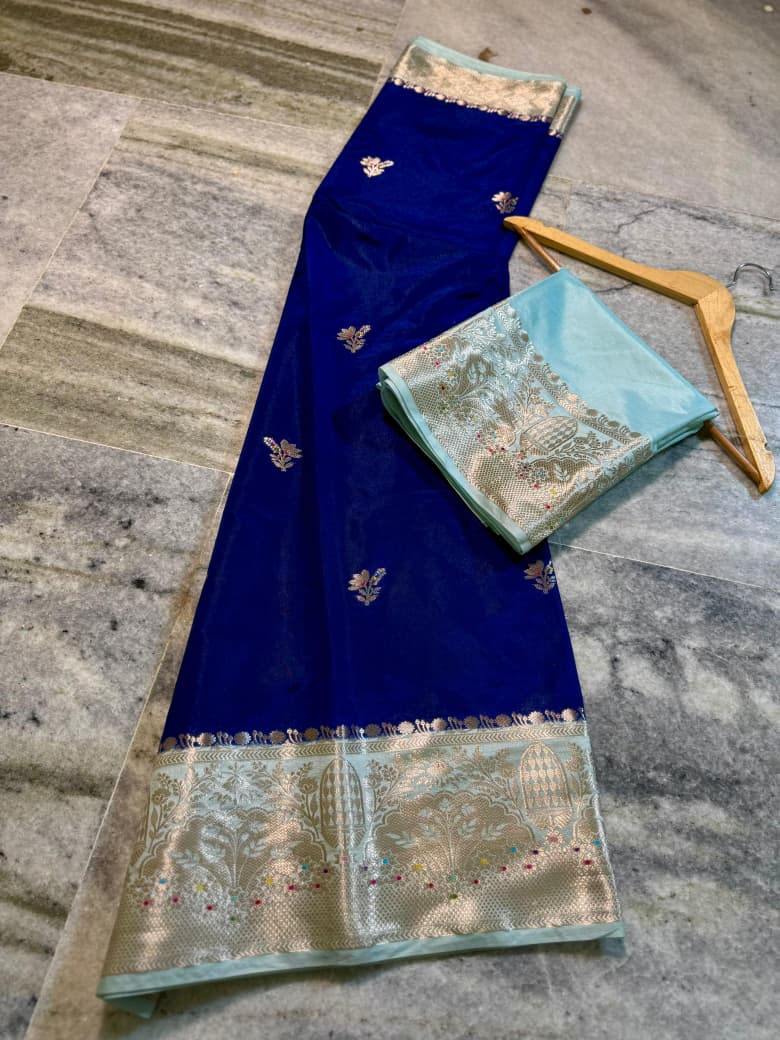 Banarasi katan top colours soft fab sarees