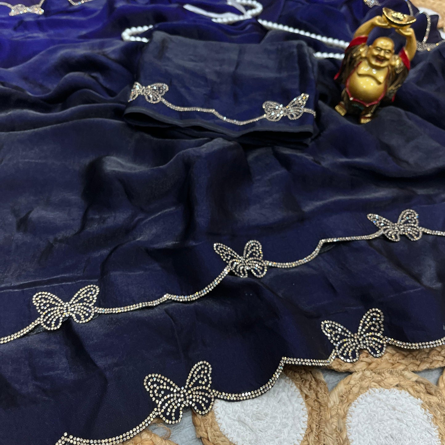 Dual Shade space silk jarkhan work  sarees