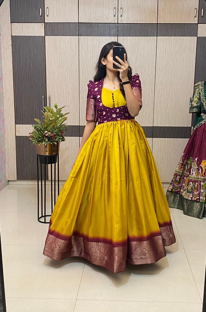 Classic Gowns Haldi Special 2 in one Gown for all festival