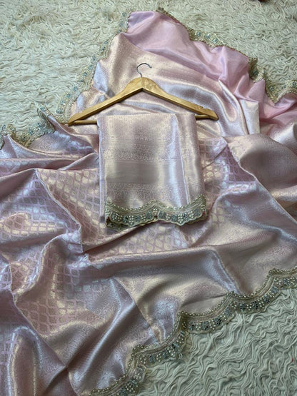 Semi Pattu bridal Kanjivaram baby pink saree