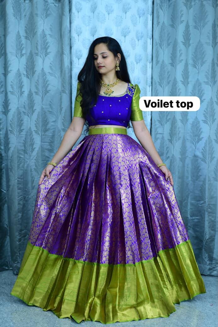 Semi Kanchipuram green lehenga set