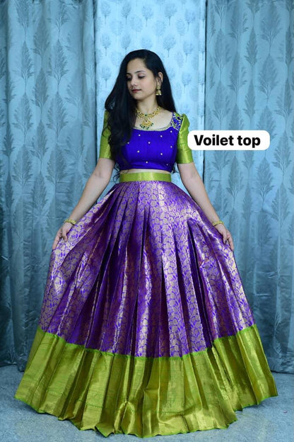 Semi Kanchipuram green lehenga set