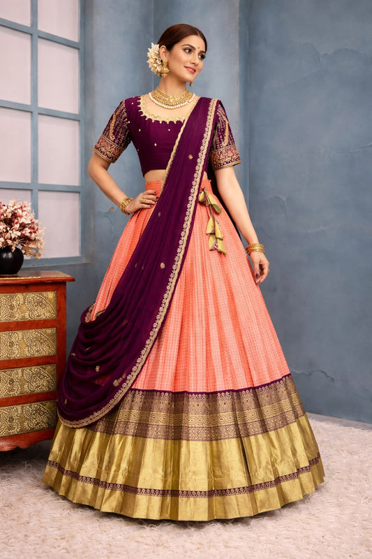 Kanchipuram Checks Designer lehenga set