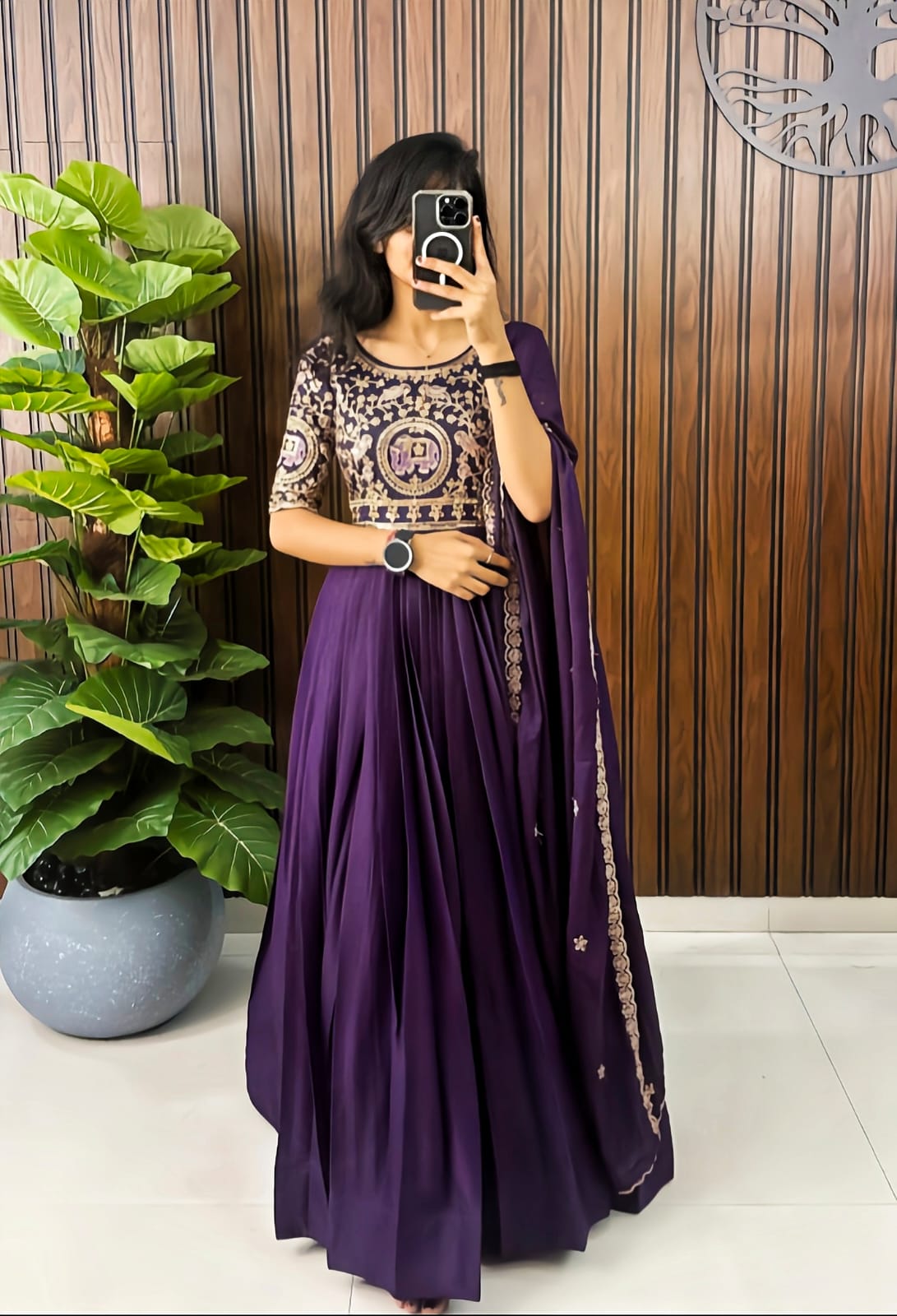 Heavy embroidery work Gown with  duppata