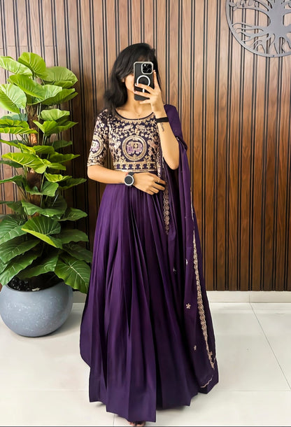 Heavy embroidery work Gown with  duppata