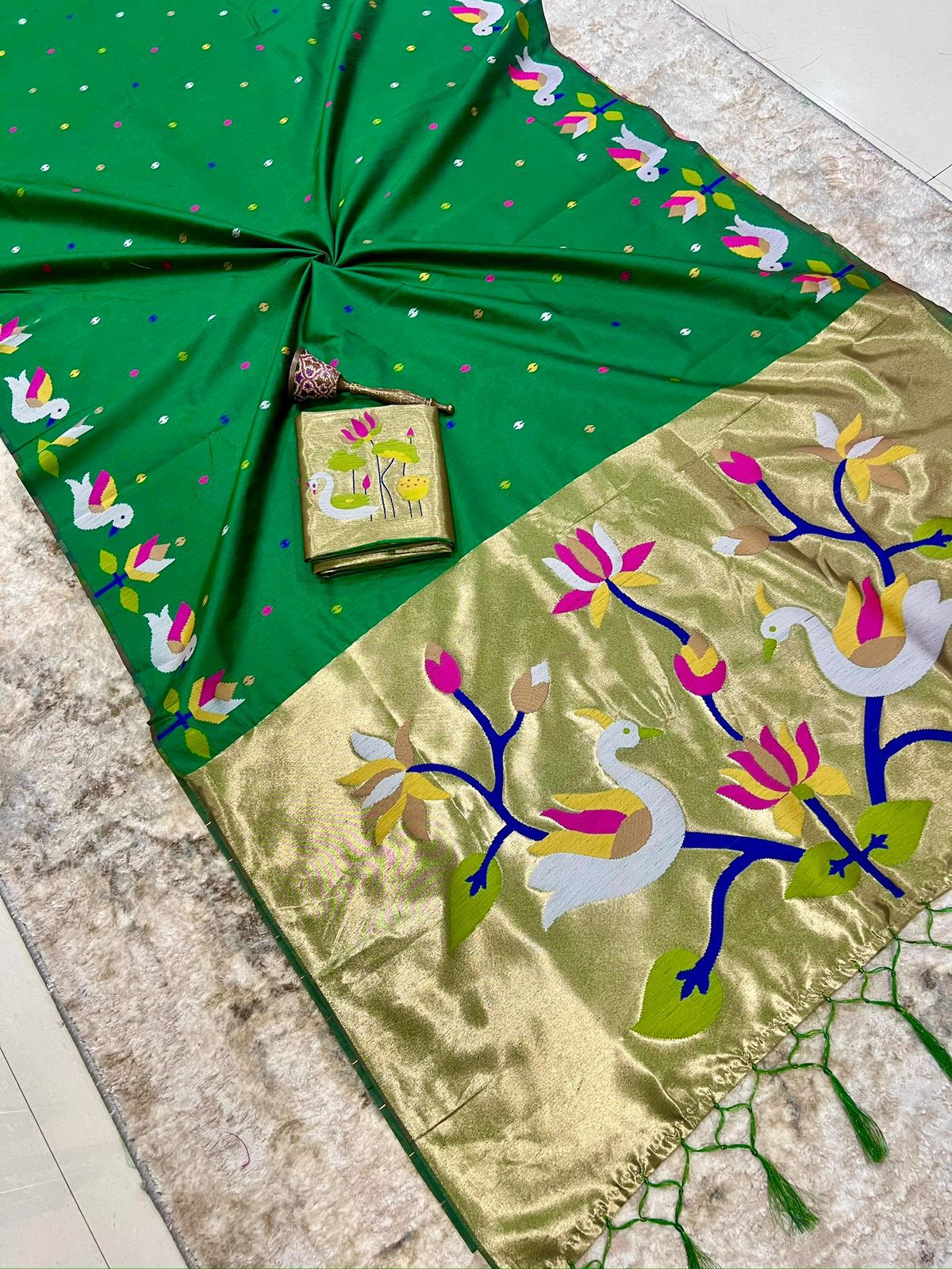 Khadi row silk vintage style zari saree