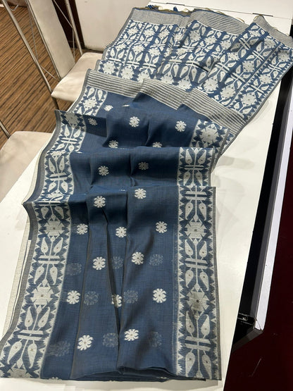 Classic Muga Cotton Jamdani Trendy Saree