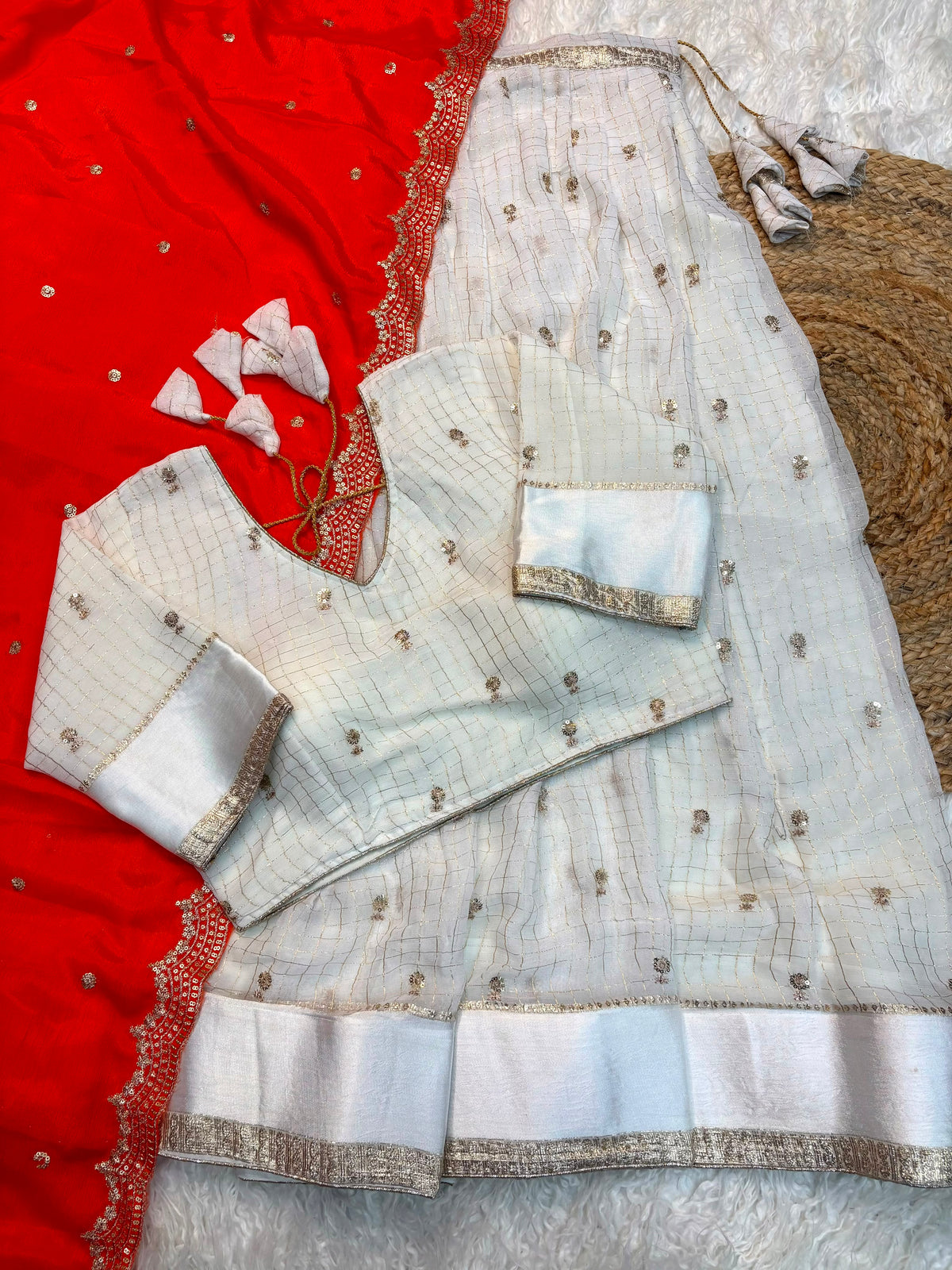 Viscose Georgette checks Designer lehenga