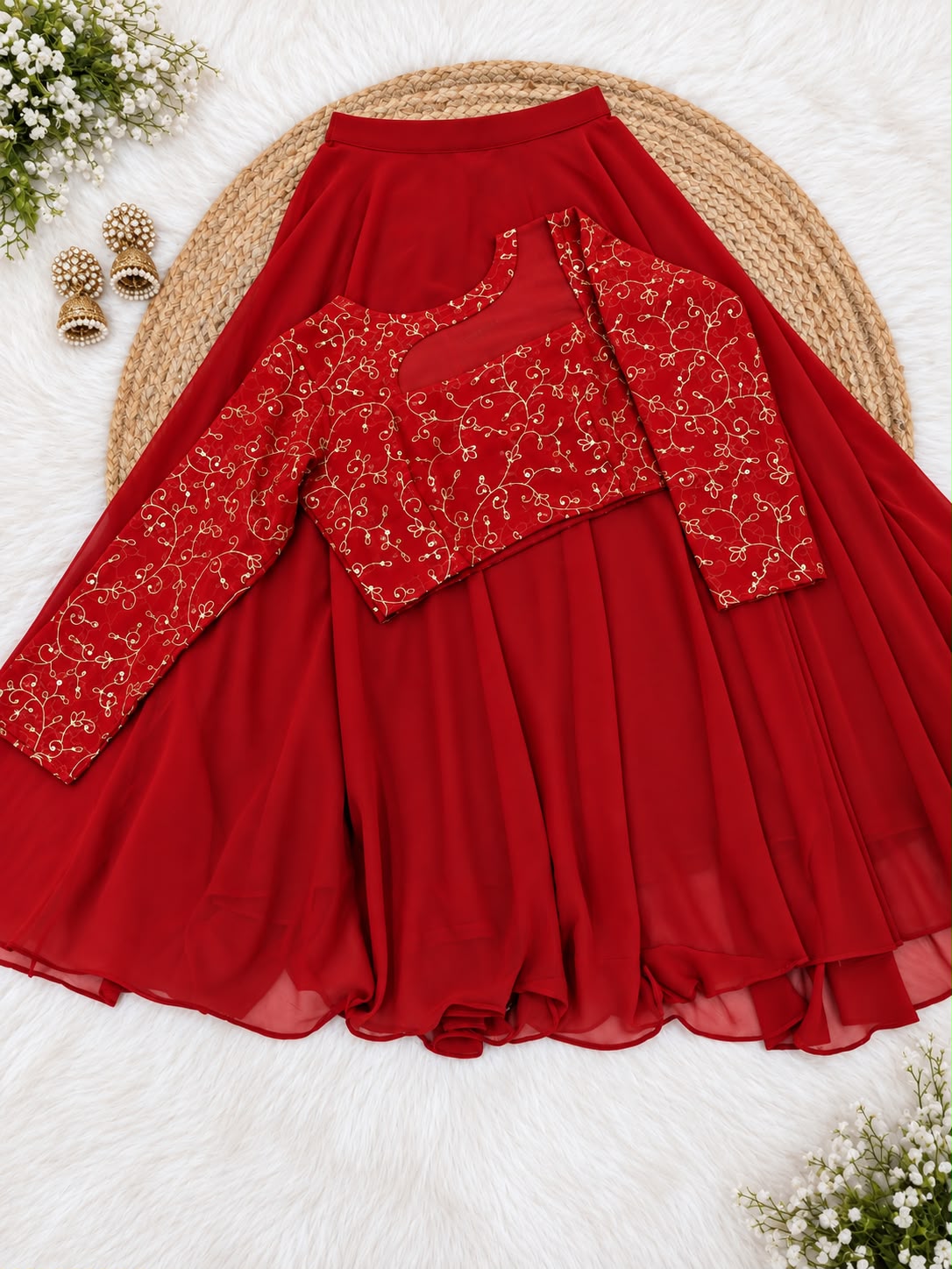 Crop top style (Anarakali ) gown stylish work sets